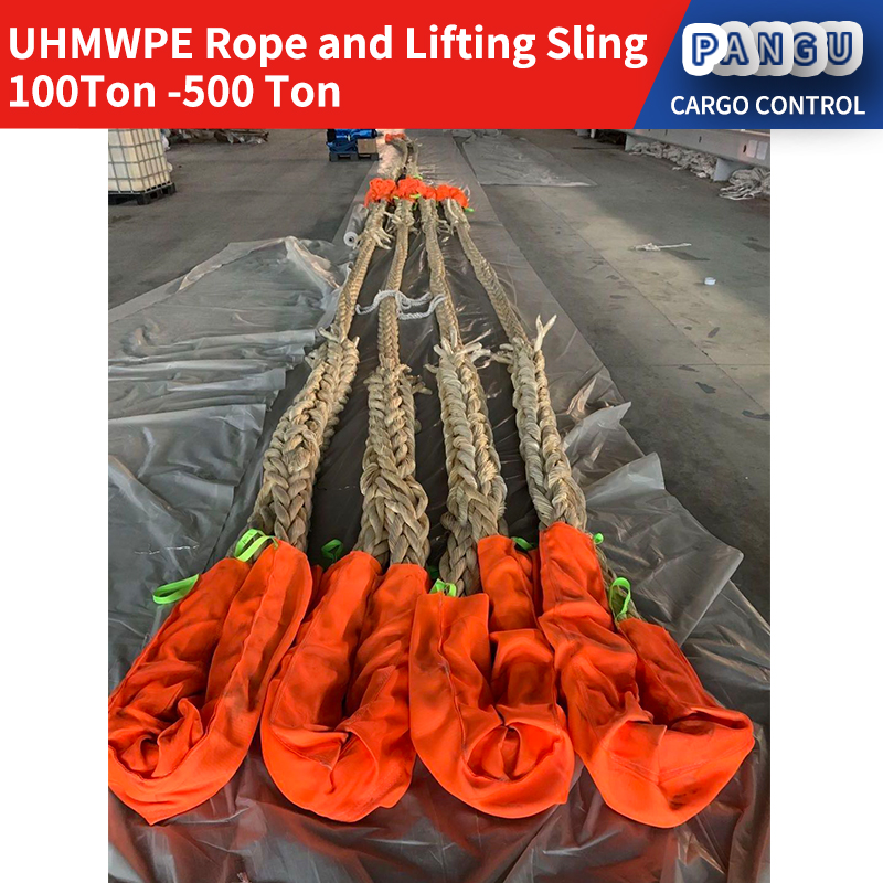 UHMWPE Marine Rope Heavy duty round lifting sling100T-500T For Ships Torque-free 8-strand&12-strand single braided rope