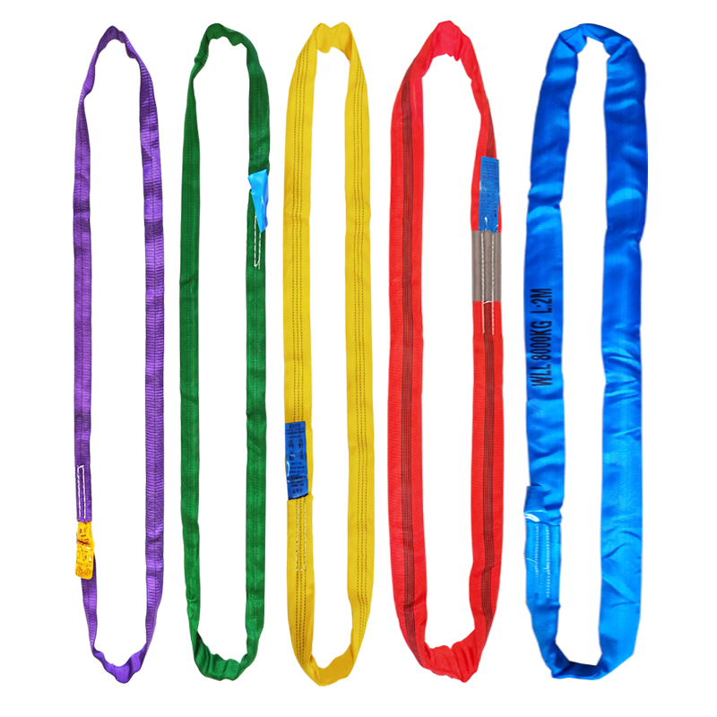 OEM Round Sling Polyester Endless Round Sling Heavy Duty Poly Lift Sling Rope EN-1492-2 WLL 1T-500T