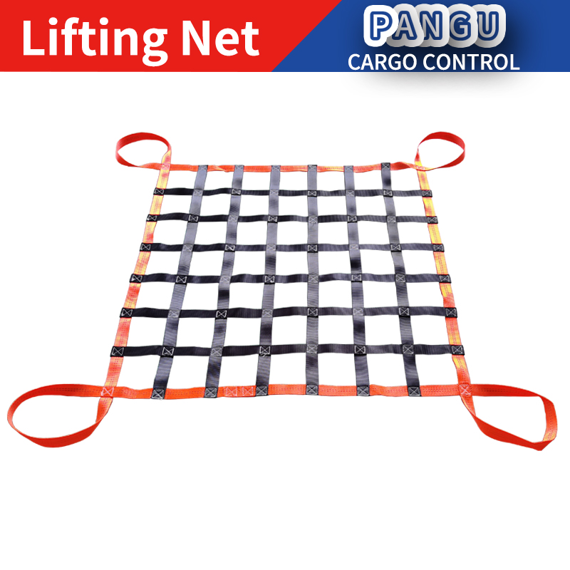 OEM Heavy Duty Webbing Cargo Nets Lifting Net E Track Cargo Net Truck Bed Nets Container Net Barrier Net Sling Bag Clover leaf sling