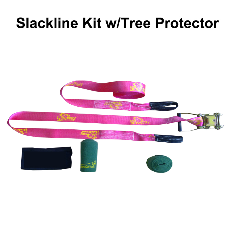 OEM Slackline Kit with Tree Protectors Classic Slackline Top Line Ninja Line for Kids Ratchet Cover and Carry Bag 